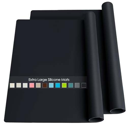 2 Pack Extra Large Silicone Mats for Baking Crafts (04-black / 23.6"L x 15.7"W)