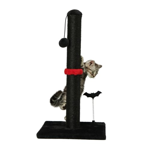 Cat Scratching Post Premium Sisal Scratch Posts with Hanging Ball Vertical Scratcher for Indoor Cats and Kittens (22 inches for kitten / Black)