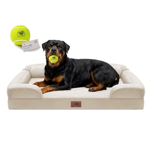 Waterproof Orthopedic Dog Bed for Extra Large Sized Dogs (45 x 35 x 9 in / Beige)