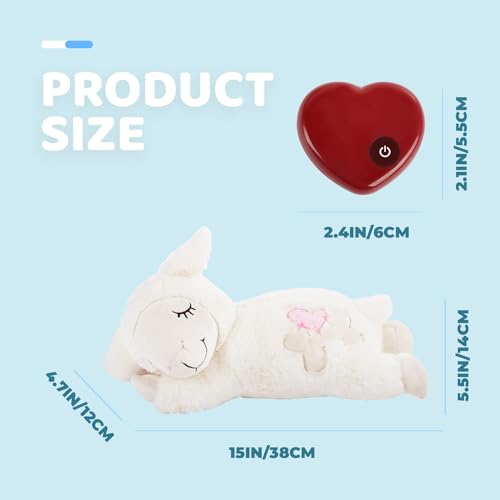 Heartbeat Dog Toy with Warm Bag for Puppy Anxiety Relief & Sleep Aid (White Sheep(Heartbeat + Warm Bag))