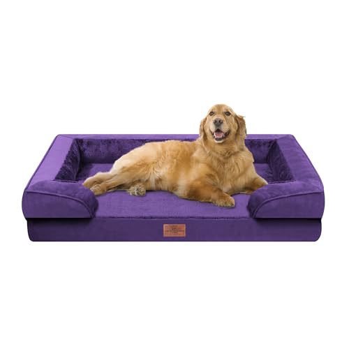 Waterproof Orthopedic Dog Bed for Extra Large Dogs (42.0"L x 30.0"W x 8.5"Th / Deep Purple)