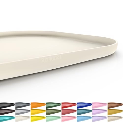 Waterproof Silicone Pet Food Mat with Raised Edge for Dog & Cat (White Sand / 22"L x 14"W)