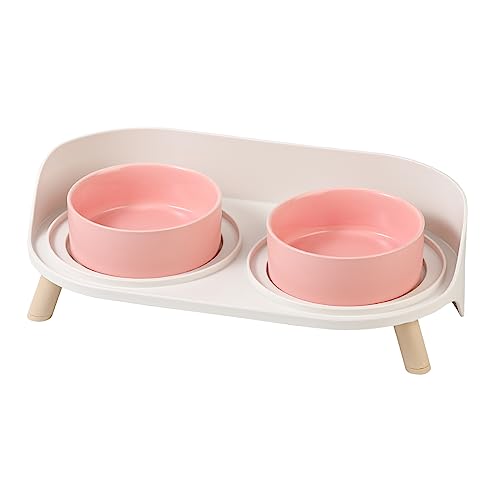Raised Cat Food and Water Bowl Set (Pink / Small)