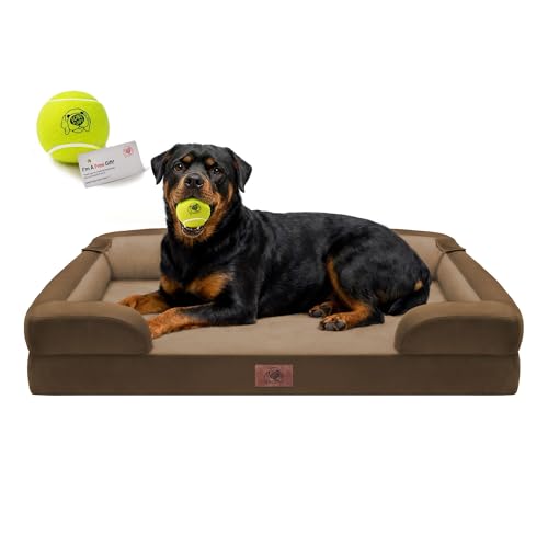 Waterproof Orthopedic Dog Bed for Extra Large Sized Dogs (45 x 35 x 9 in / Dark Brown)