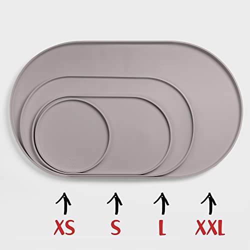 Dog Food Mat Waterproof Dog Bowl Mat (24x14 Inch (Pack of 1) / Dove)