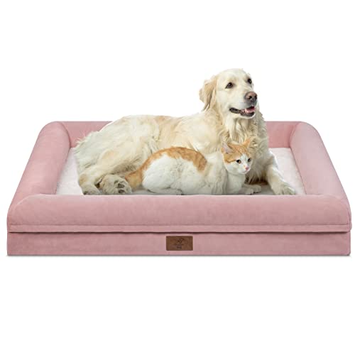 XL Orthopedic Waterproof Dog Bed for Extra Large Size Dogs (Pink / 45.0"L x 35.0"W x 7.5"Th)