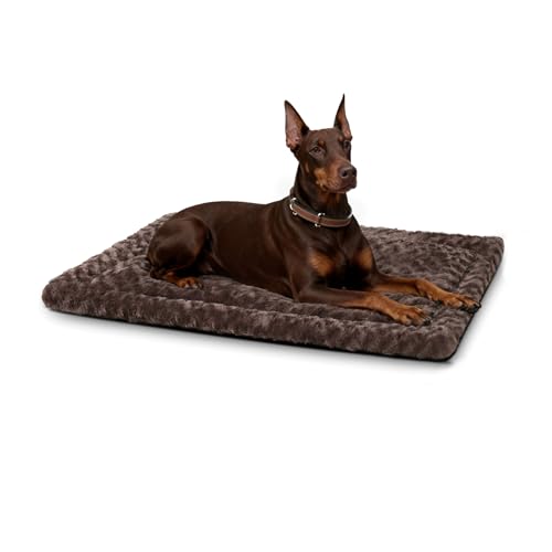 Washable Dog Bed Mat Large Size Fluffy Pet Crate Pad 48x30 XXL (Brown / 48.00" x 30.00" x 1.50")