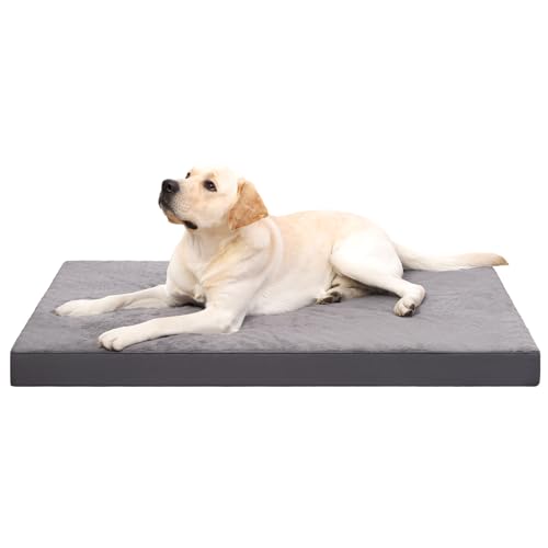 Orthopedic Dog Bed for XL Dogs with Waterproof Lining (Dark Grey / 47.0"L x 29.0"W x 4.0"Th)