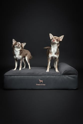 Dog Bed 28x23x7.5 Inch (Vegan Leather - Charcoal / Medium)