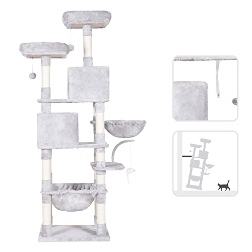 Cat Tree 70 inches Tall Cat Tower for Indoor Large Cats HCT032W (70.08 inch / Light Gray)