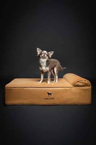 Dog Bed 28x23x7.5 Inch (Vegan Leather - Camel / Medium)