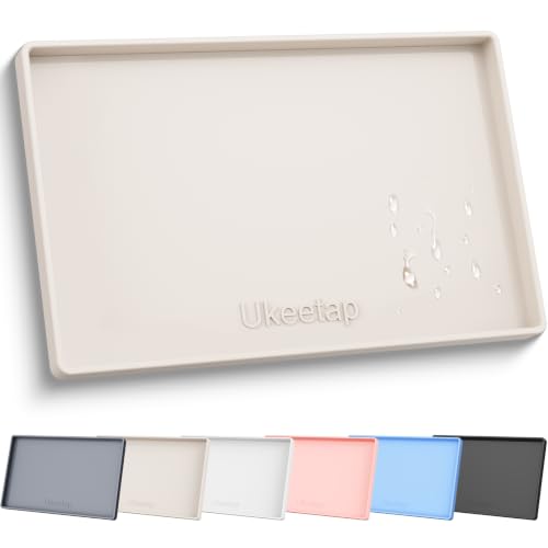19" x 12" Extra Thick Silicone Mat Waterproof with Raised Edge (Beige / 19"L x 12"W)