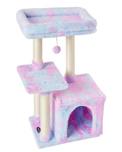Cute Cat Tree Kitten Cat Tower Condo Cat Furniture Sisal Scratching Posts R (Rainbow)