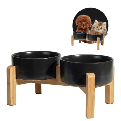 Elevated Ceramic Dog Bowl (Black / Small)
