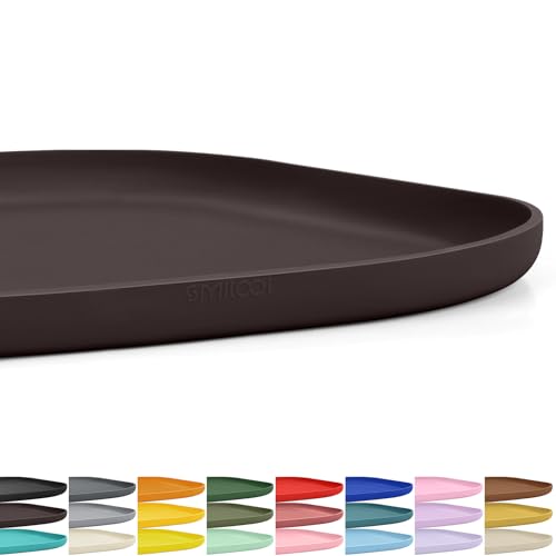 Waterproof Silicone Pet Food Mat with Raised Edge for Dog & Cat (Dark Brown / 12"L x 12"W)