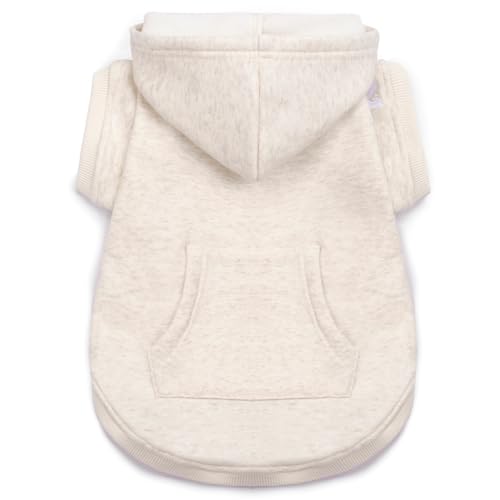 Dog Hoodie Fleece (3XL-(26~38lb) | Chest(~26.8") / Beige)