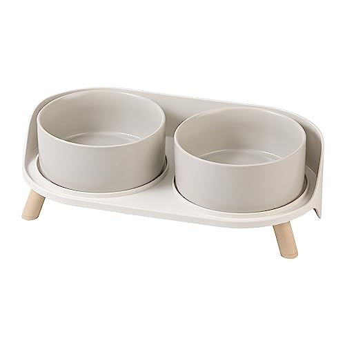 Elevated Ceramic Dog Bowl Set (Grey / Medium)