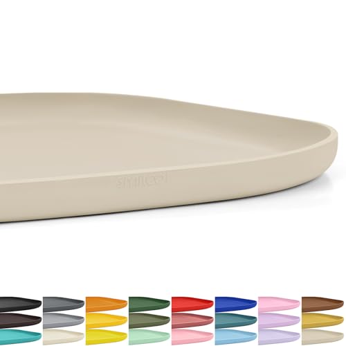 Waterproof Silicone Pet Food Mat with Raised Edge for Dog & Cat (Beige / 12"L x 12"W)