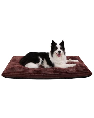 Washable Dog Crate Bed Kennel Mat for Large Dogs (Brown / 41.0"L x 27.0"W x 3.5"Th)