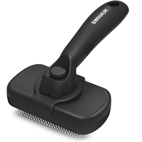 Self Cleaning Slicker Brush for Dogs & Cats (Black)