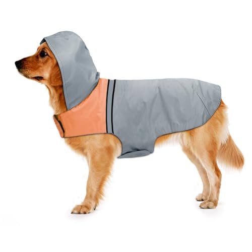 Dog Raincoat with Reflective Strip (L / Grey)