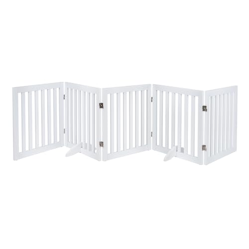 24”H Free Standing Pet Gate for Dog Cat (White / 100"W×24"H)
