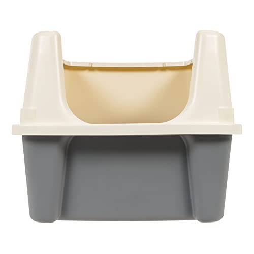 Large Cat Litter Box with High Sides (Grey/Beige / Open Top)