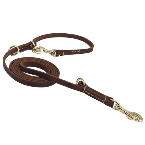 Multi Function 8ft Leather Dog Leash (Brown / 8ft*1/2inch)