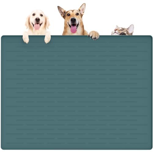 39.4"x29.5" Large Pet Food Mat (Dark Green / 39.4"L x 29.5"W)
