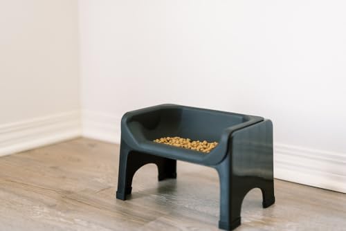 Elevated Dog Bowl for Food Minimize Neck Strain (Small to Medium / Black)