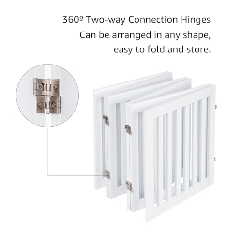 120" Extra Wide Pet Gate and Pet Playpen Combination for Dog Cat (White / 120"W×24"H)