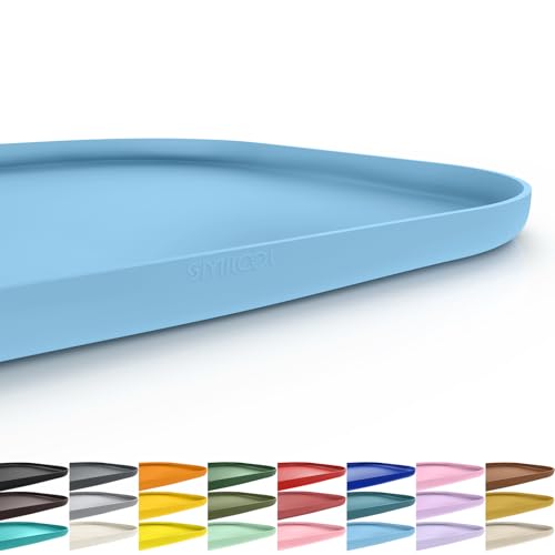 Waterproof Silicone Pet Food Mat with Raised Edge for Dog & Cat (Light Blue / 24"L x 16"W)