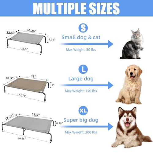 Raised Dog Bed for Small Dogs (36.5"L x 22.5"W x 8.25"Th / Grey)