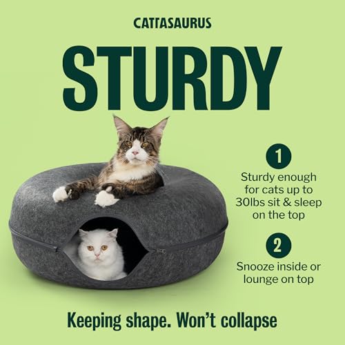 Peekaboo Cat Cave Donut for Multiple & Large Cats up to 30 (Dark Gray / Jumbo)