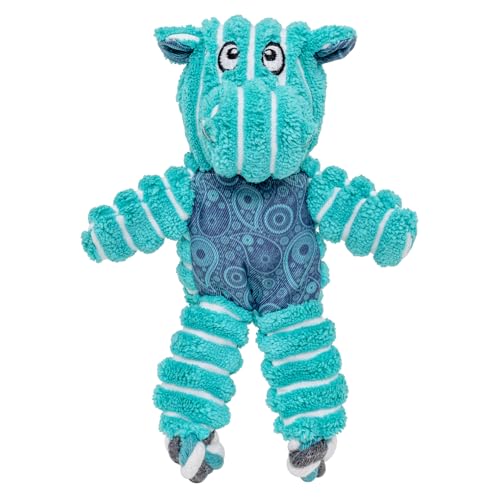 Floppy Knots Durable No‑Stuffing Squeaky Rope & Plush Dog Toy (Hippo / X-Small)