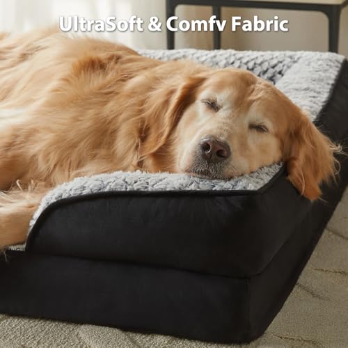 Orthopedic Dog Bed for Medium Dogs (Black / 28"L x 23"W x 6.5"Th)