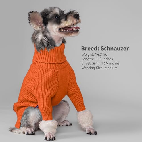 Dog Sweater Long Sleeve Knitted Turtleneck Pullover Warm Clothes (Orange / X-Large)