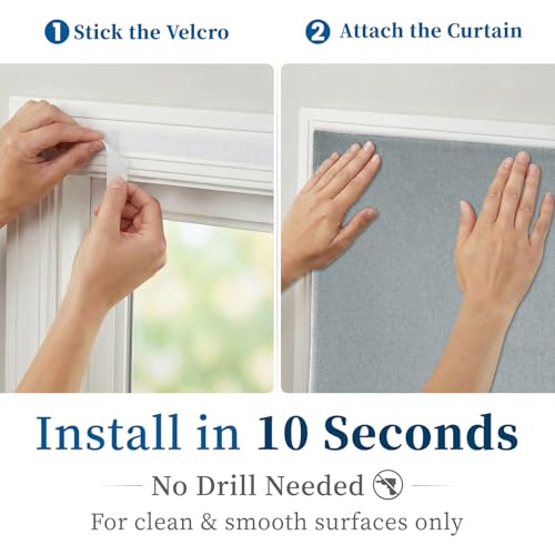 100% Blackout Self Adhesive Curtains (52"W x 60"L (Pack of 1) / Light Grey)