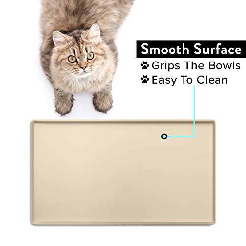 Premium Cat Food Mat (L: 24" x 14" / Sand)