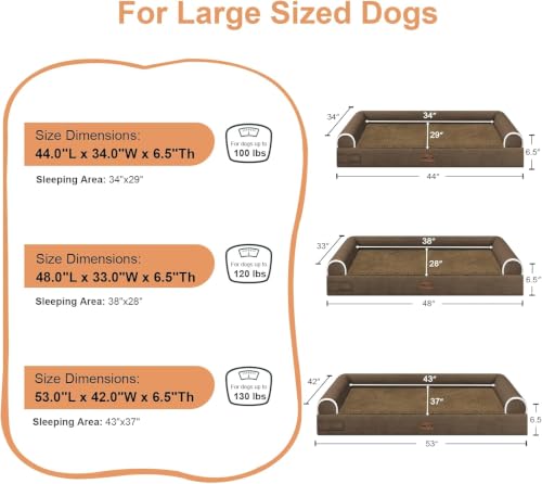 Orthopedic Dog Bed for XX (Coffee / 44.0"L x 34.0"W x 6.5"Th)