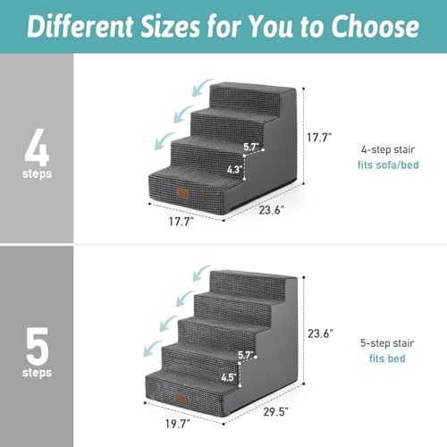 Dog Stairs for Small Dogs (Dark Grey / 17.7x23.6x17.7 inch)