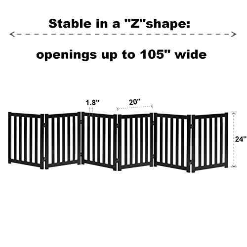 Wooden Free Standing Dog Gate 120" W x 24" H (Black / 120"W x 24"H)
