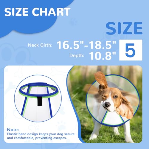 Soft Dog Cone Collar for Dogs After Surgery (Blue / Size 5(Neck: 16.5"- 18.5"))
