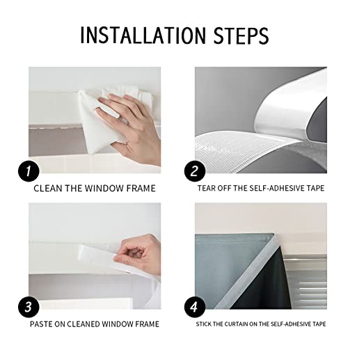 100% Window Blinds Blackout Portable Blackout Curtains Adhesive Curtains for Living Room No Drilling (Silver Grey/ Thickened / 47"W x 72"L (Pack of 1))