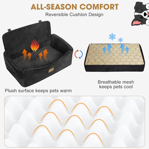 Dog Car Seat for Large Medium Sized Dogs Under 55 lbs (Black / Medium/Large)