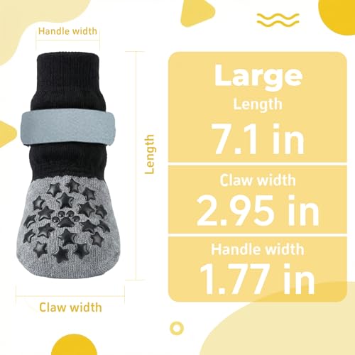 Reflective Dog Socks Grippy Socks Prevent Licking Paws (Classic Grey / Large)