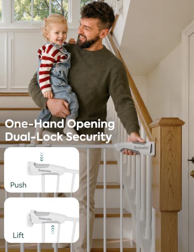 Baby Gate for Stairs (*White / 34" H, 26-43" W-Standard 2 Pcs)
