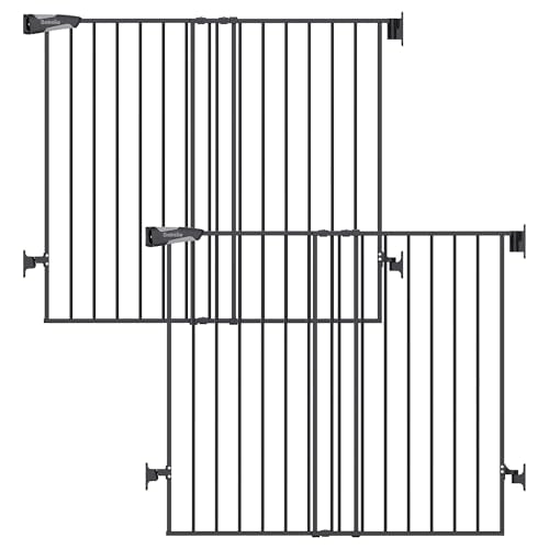 Baby Gate for Stairs (Black / 34" H, 26-43" W-Standard 2 Pcs)