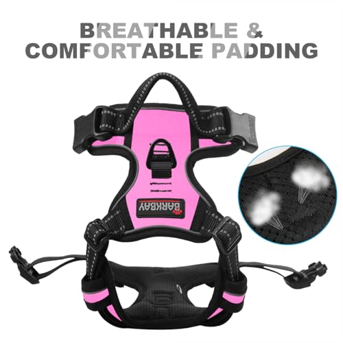 Dog Harness No Pull for Large Dogs Front Back Clips (Large(Chest:24.5-32.5") / Pink)