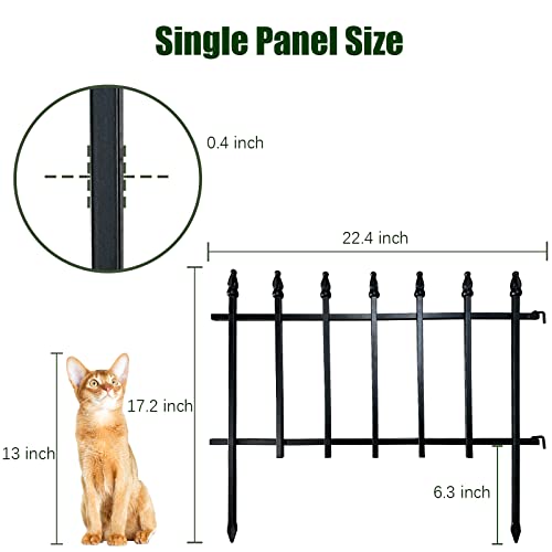 18"H x 22"W Decorative Metal Garden Border Fence (Black / 18″ H x 9.17 ft (5 Panels))